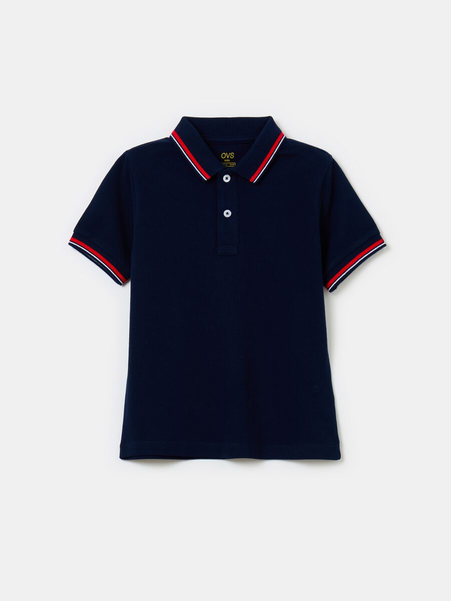 Polo shirt in piquet with striped detail_0