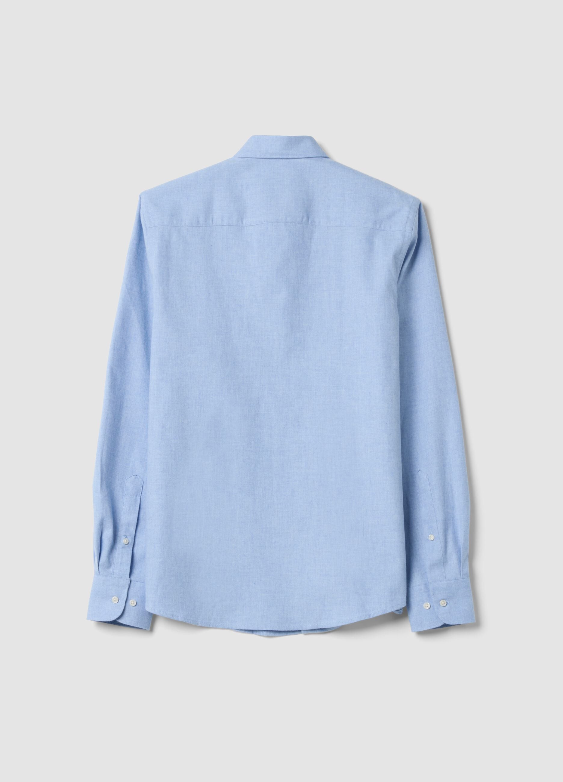 Light blue pure cotton twill shirt, regular fit