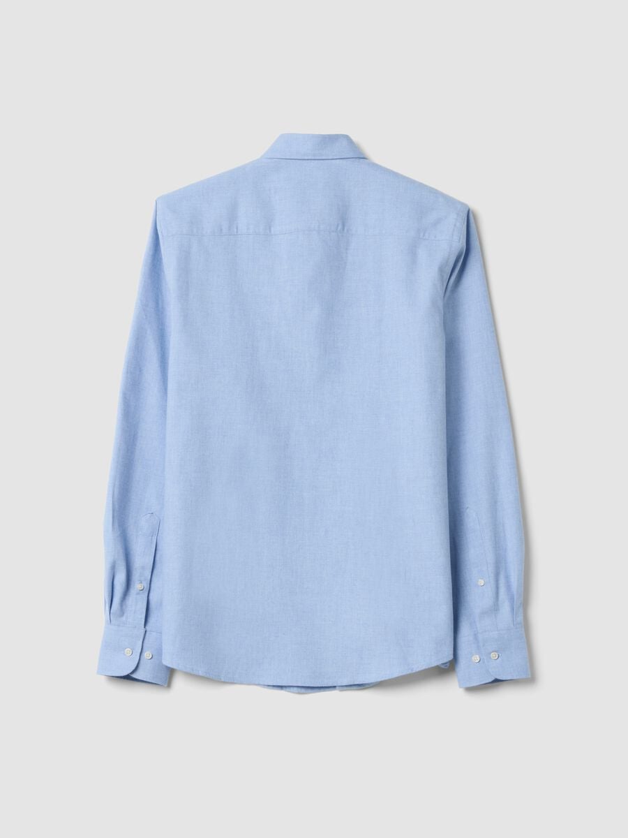 Camicia azzurra in twill di puro cotone regular fit_6