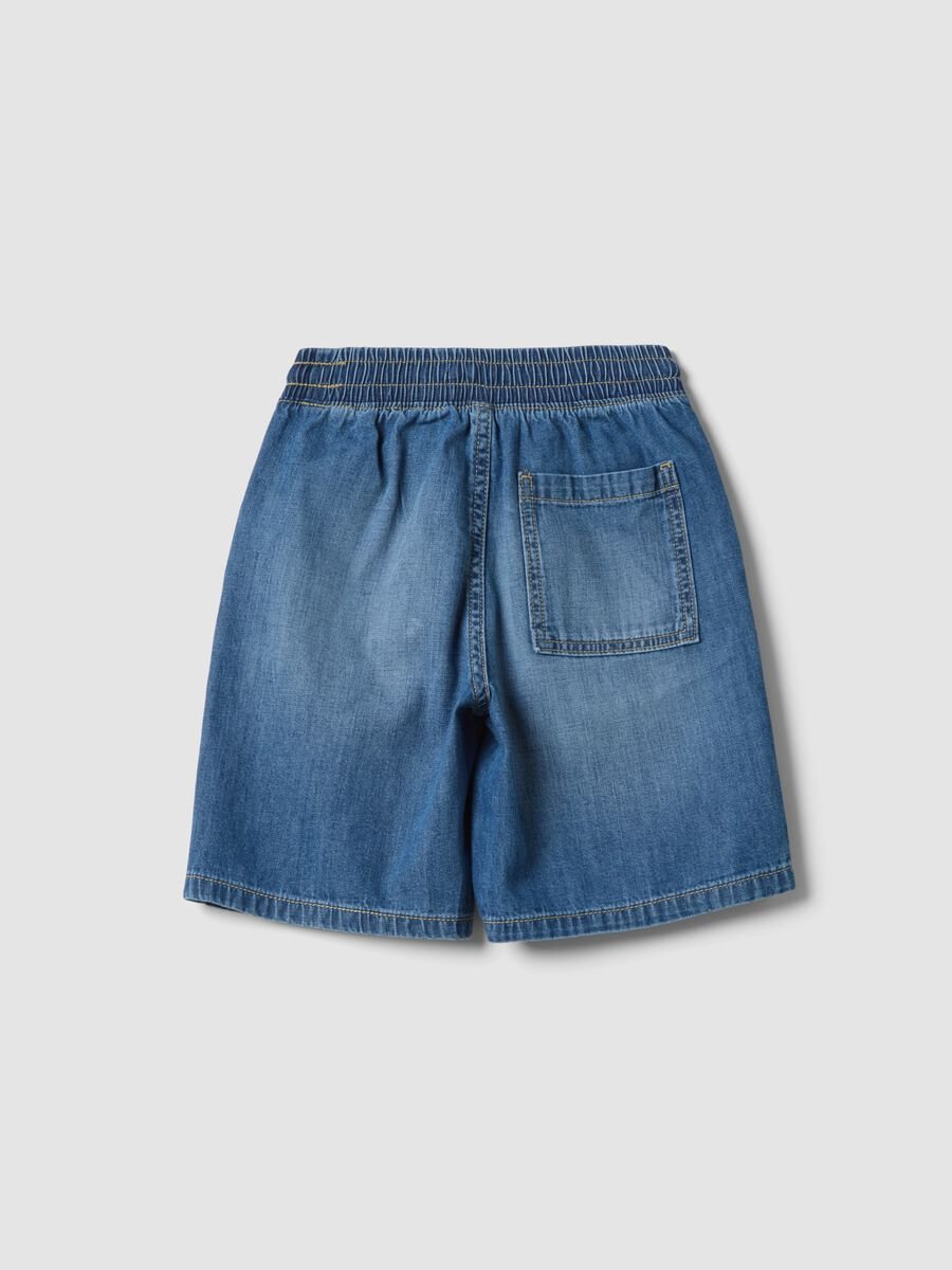 Shorts denim blu in puro cotone da bambino straight fit_1