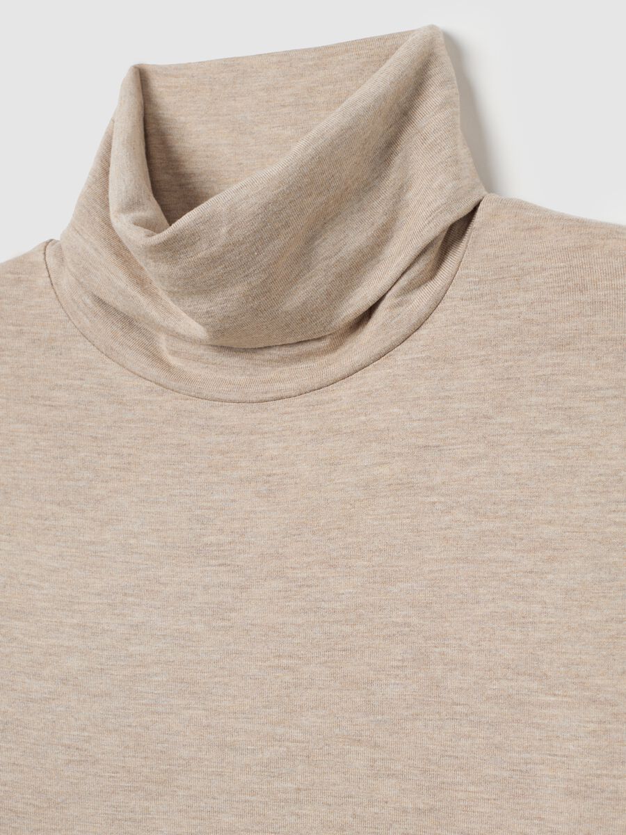 Beige Regular Fit Turtleneck Sweater_5