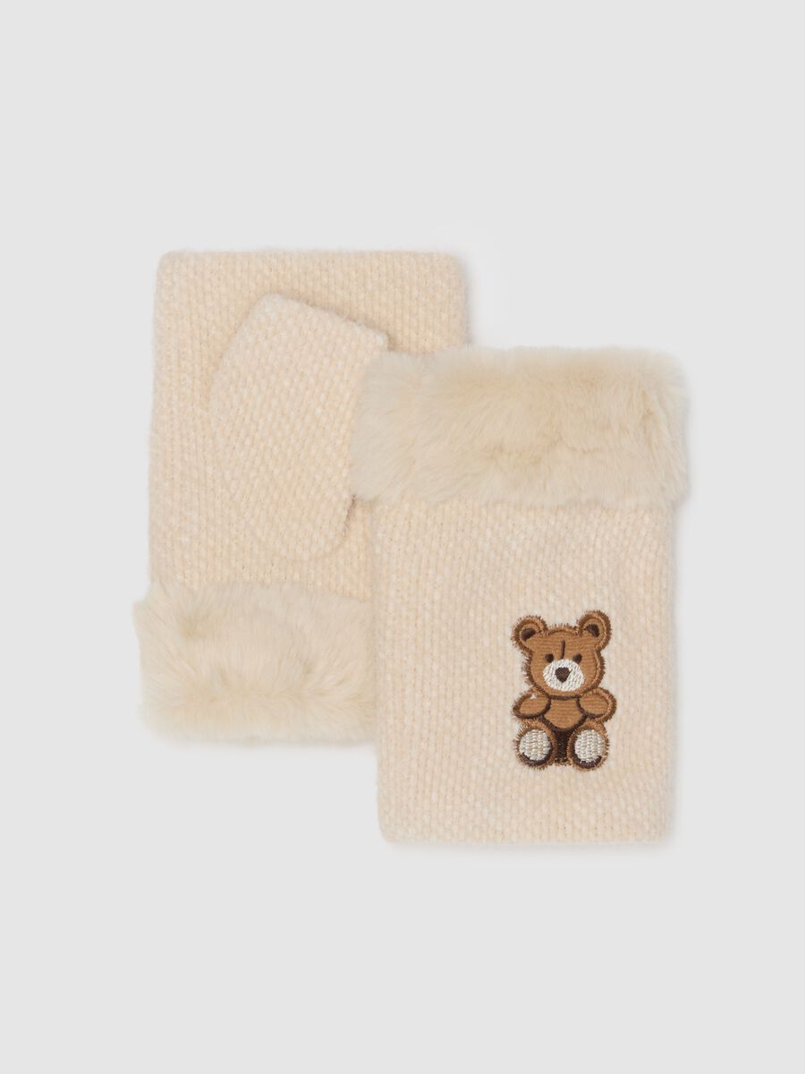 Beige gloves with embroidery_0