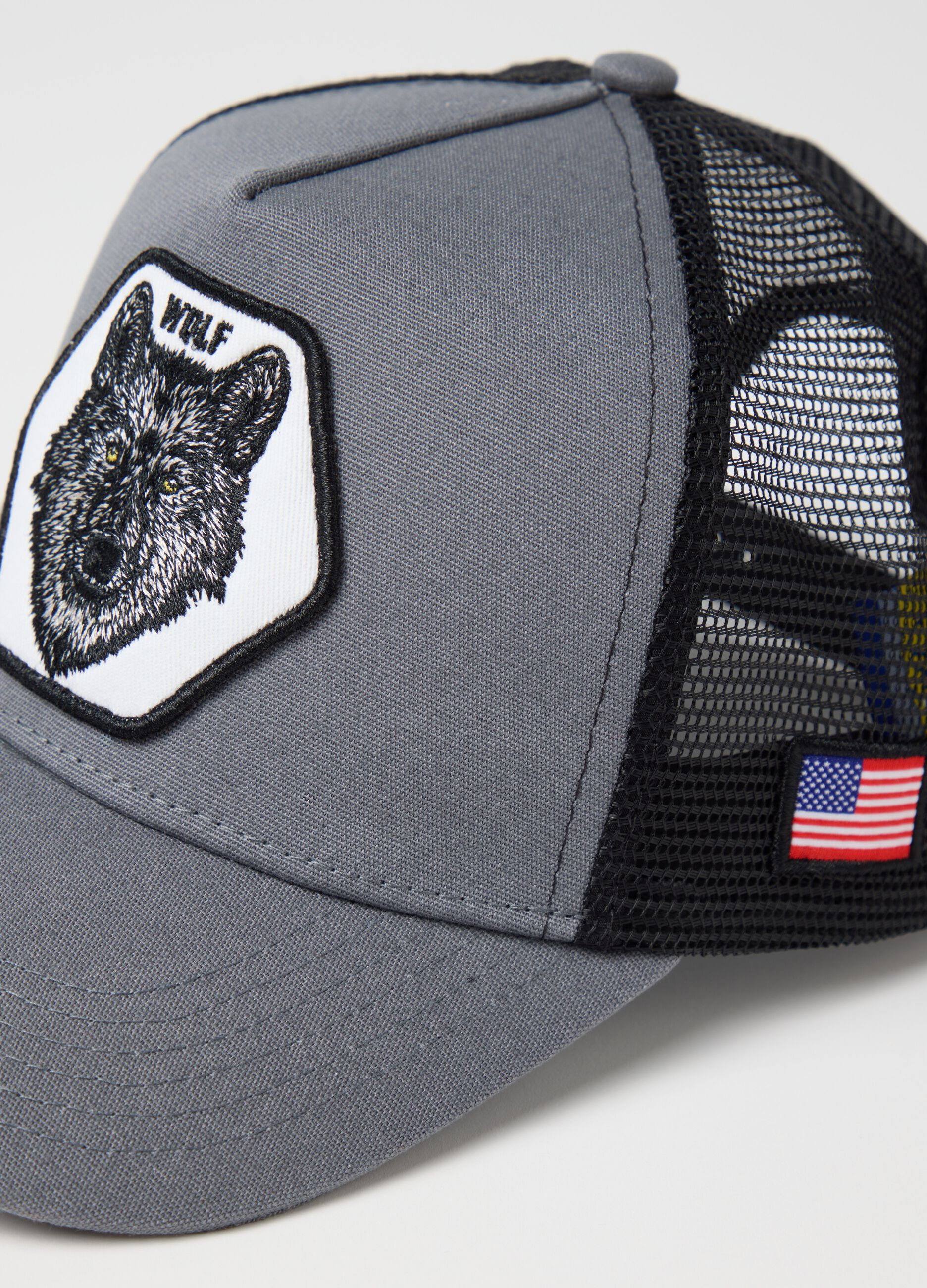 Cappello da uomo in puro cotone multicolor regular fit con patch Wolf