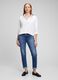Girlfriend jeans with abrasions and raw edged hem_0