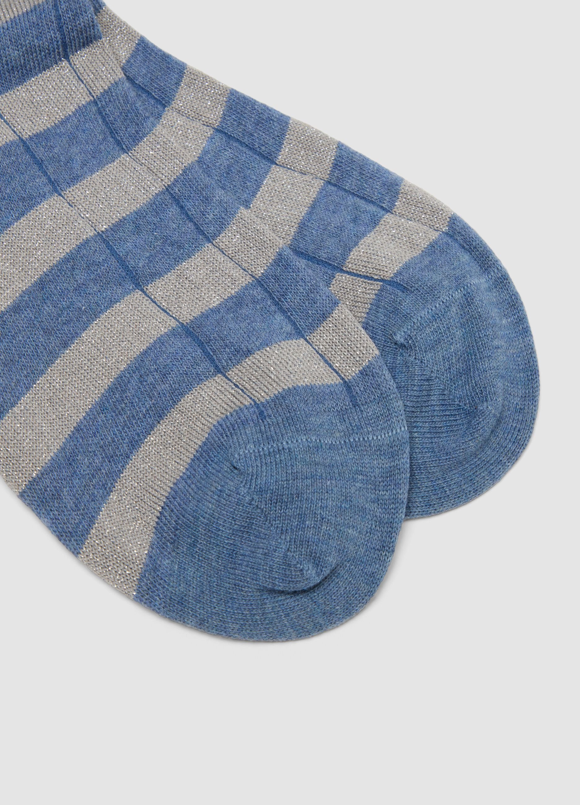 Multicolour Stripe Elasticated Cotton Blend Socks