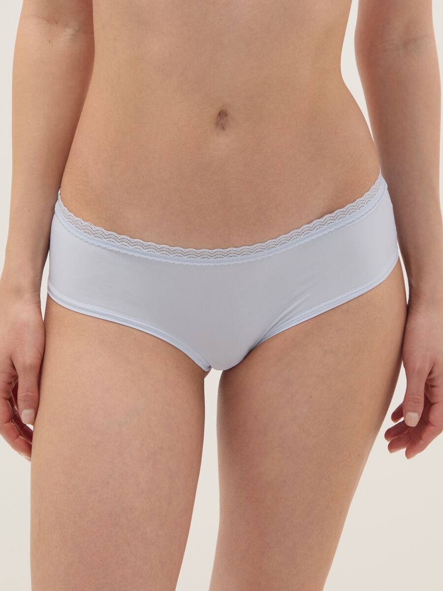 Slip in cotone azzurro regular fit con pizzo_1