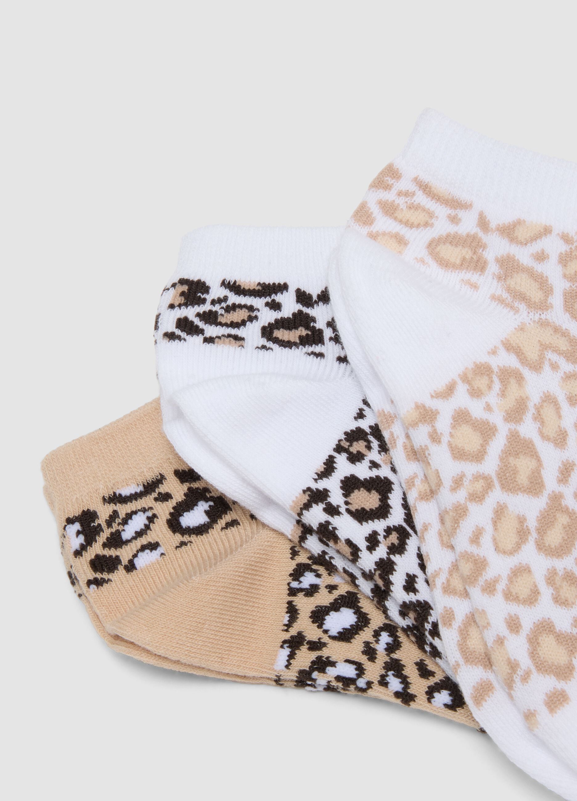Pack of five multicoloured short ankle socks in stretch organic cotton