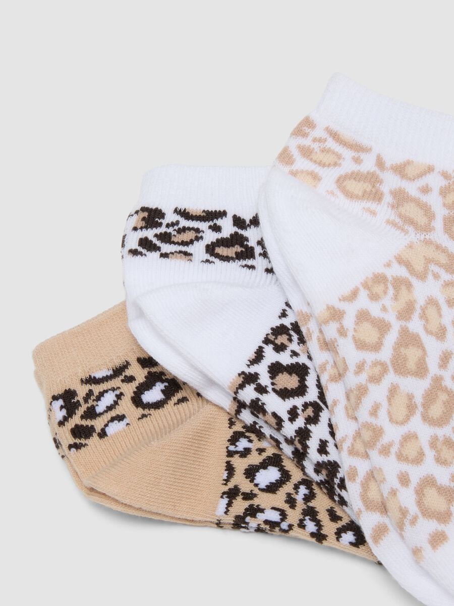 Pack of five multicoloured short ankle socks in stretch organic cotton_2