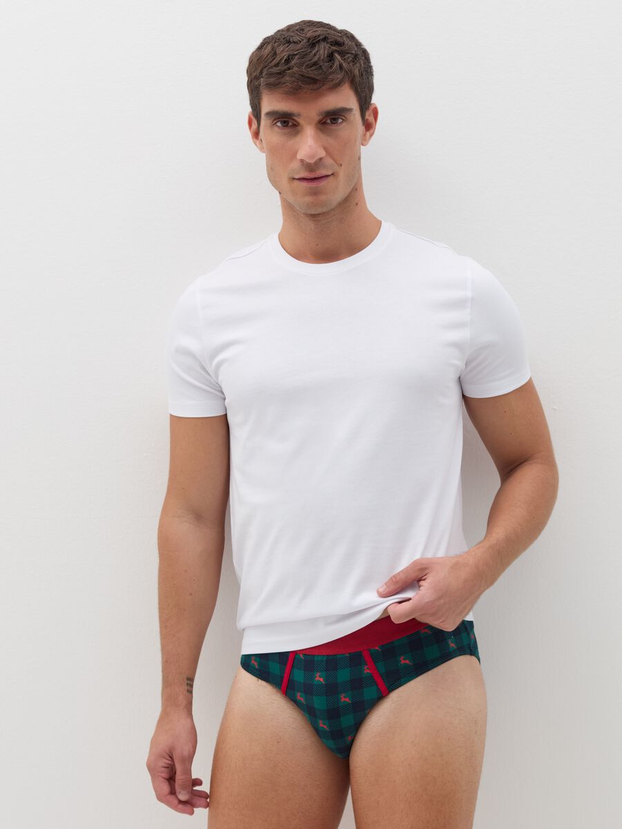 Two-pack briefs in organic cotton with tartan pattern_0