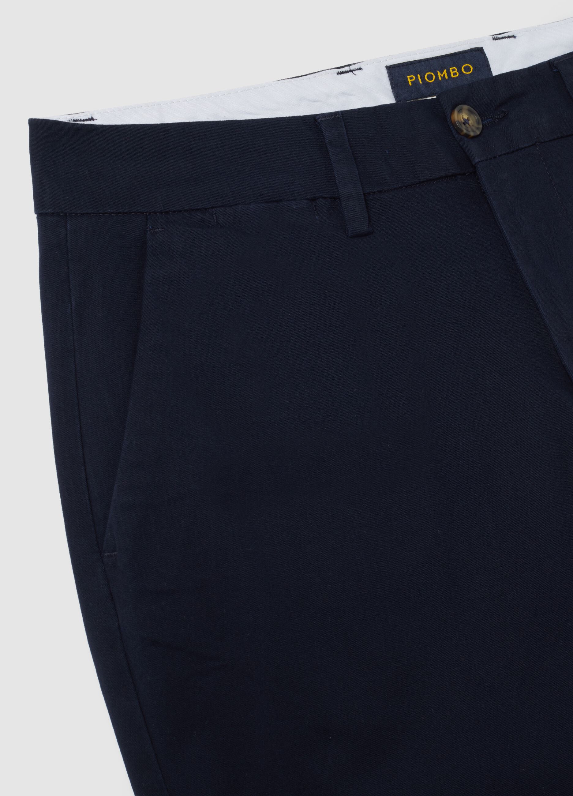 Blue stretch cotton regular fit trousers