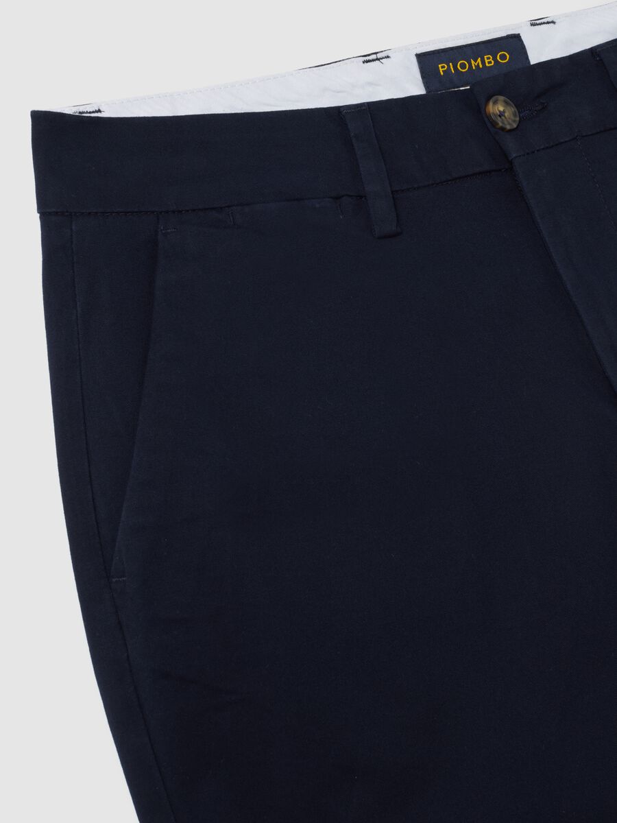 Blue stretch cotton regular fit trousers_5