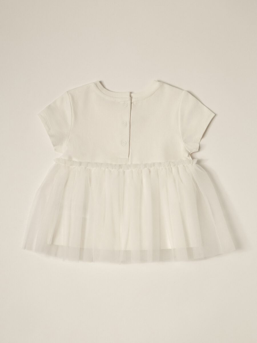 IANA newborn girl T-shirt in stretch jersey with tulle_1