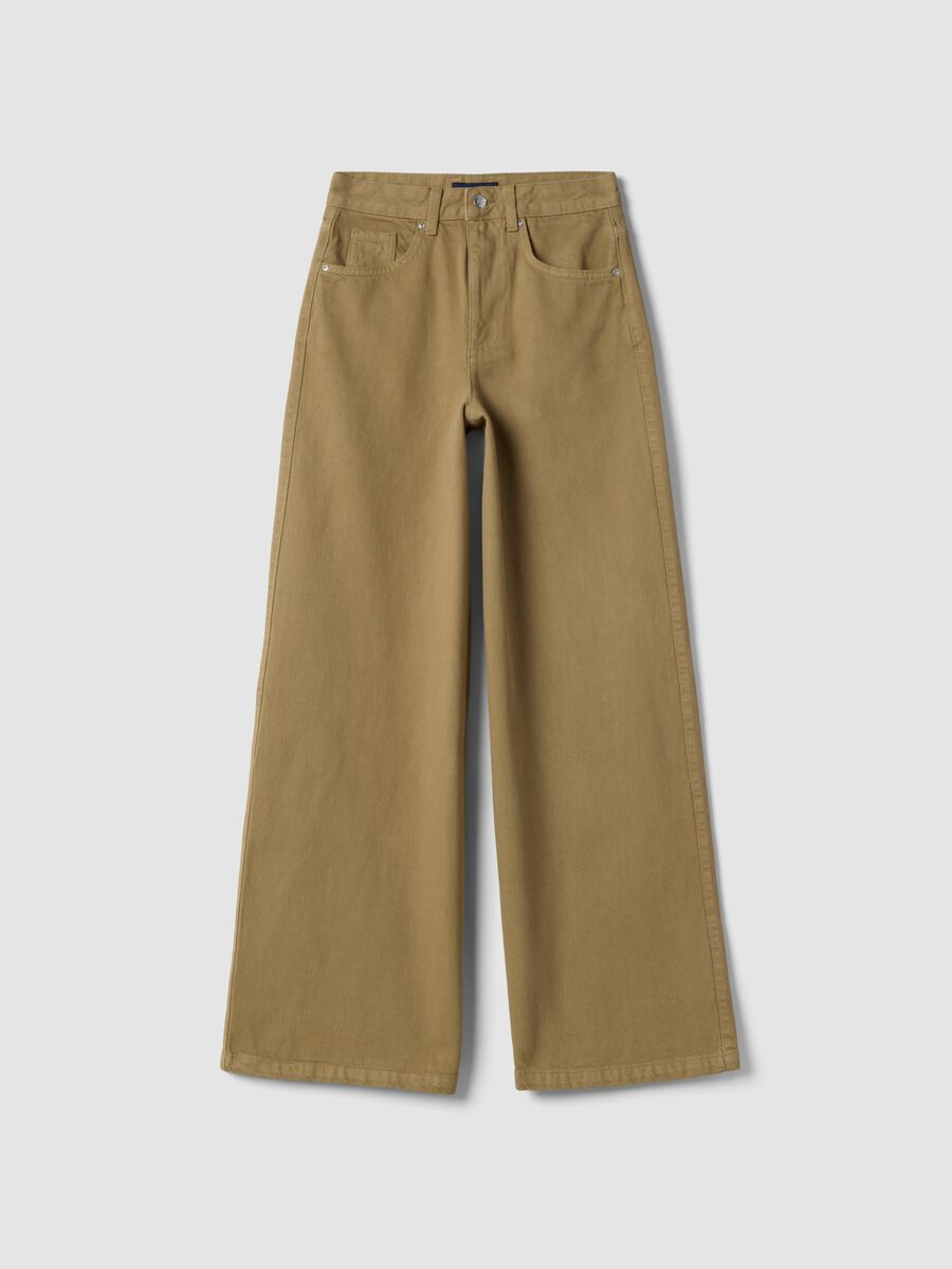 Beige wide-leg denim cotton jeans_4