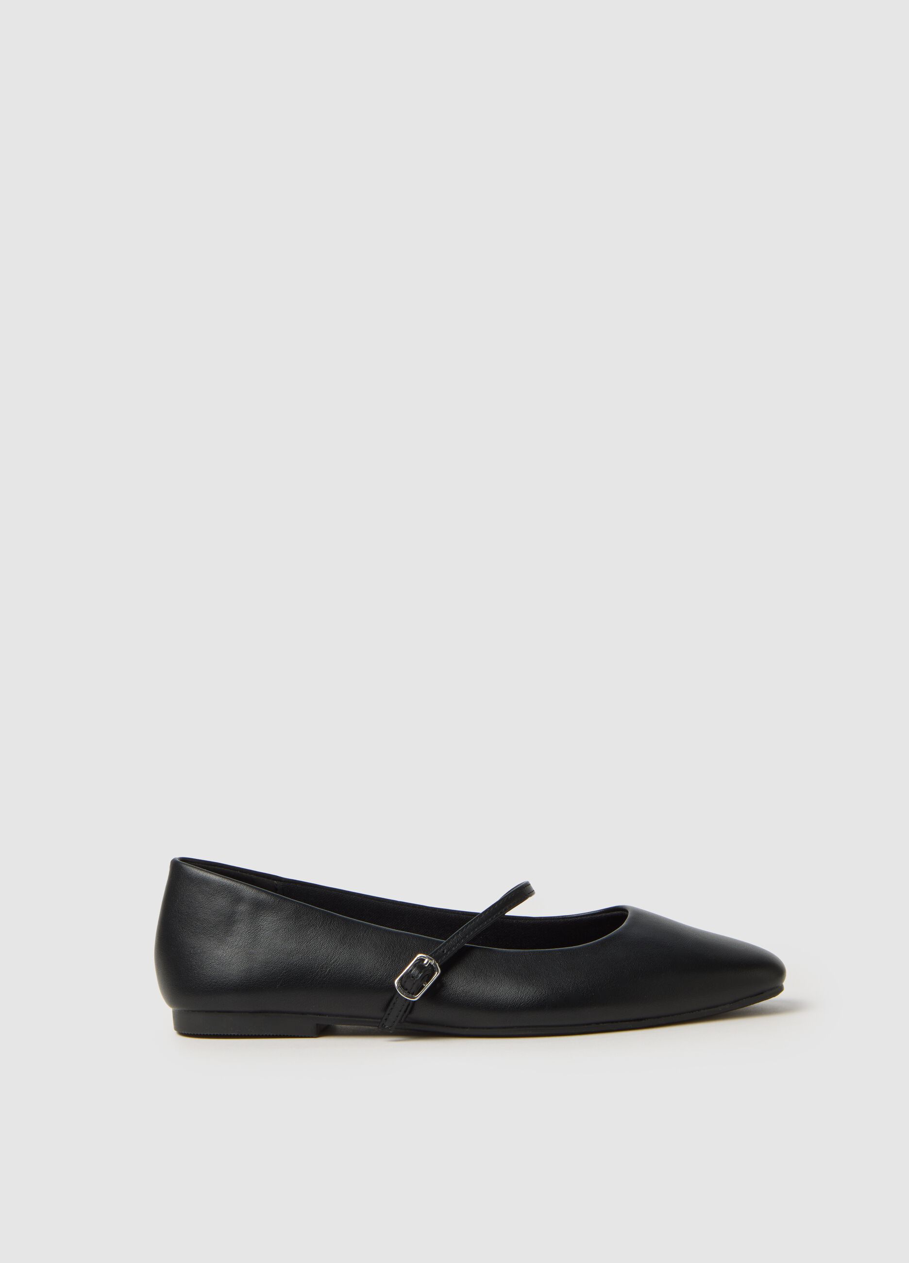 Black ballet flats with strap