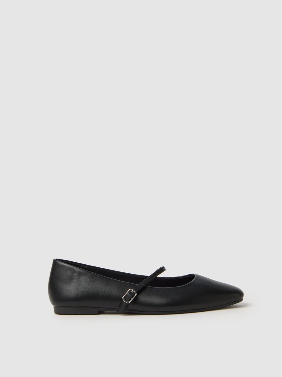 Black ballet flats with strap_0