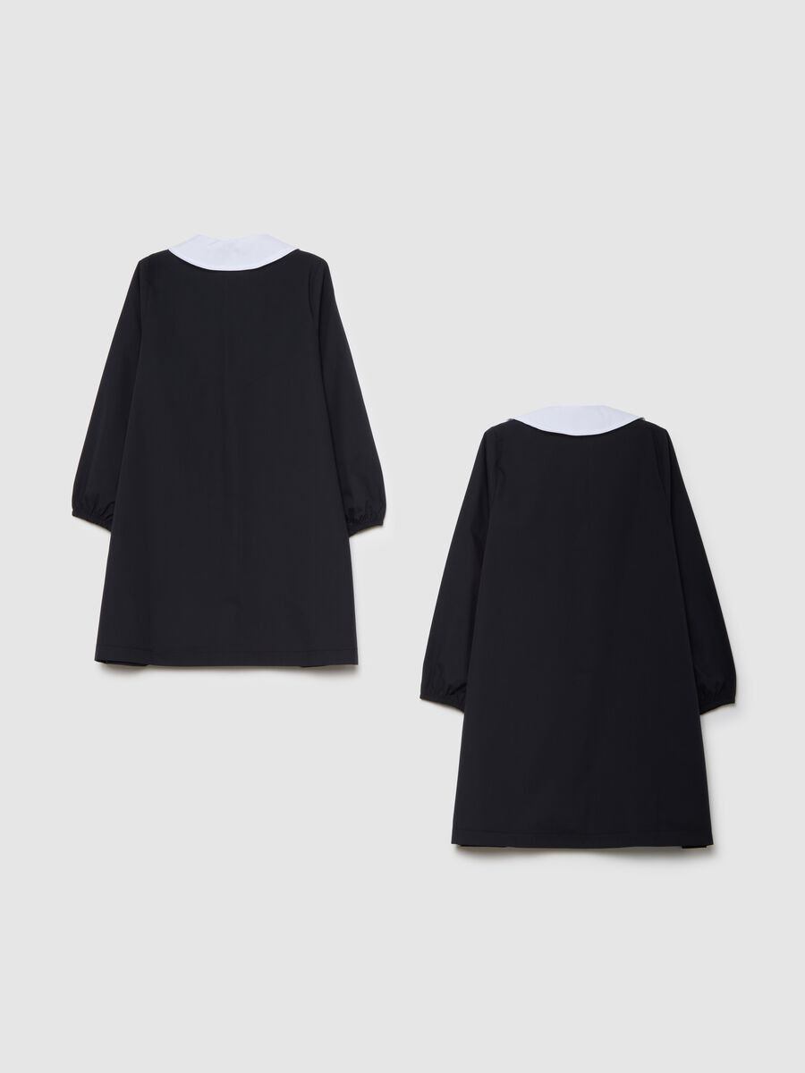 Girls' multicolour cotton-blend dress with collar_1