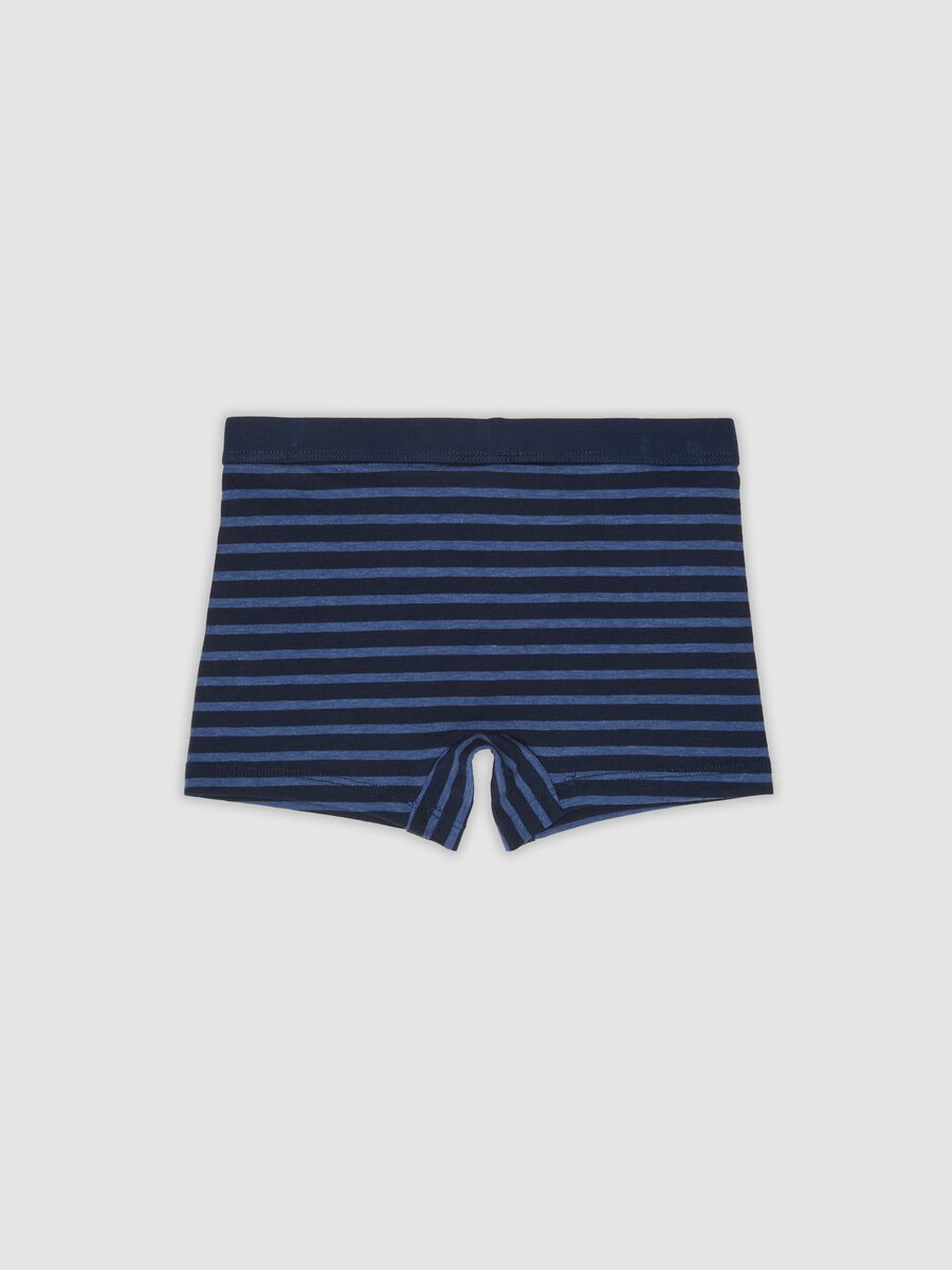 Blue striped organic stretch cotton midi boxer shorts for boys_1