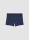 Blue striped organic stretch cotton midi boxer shorts for boys_1