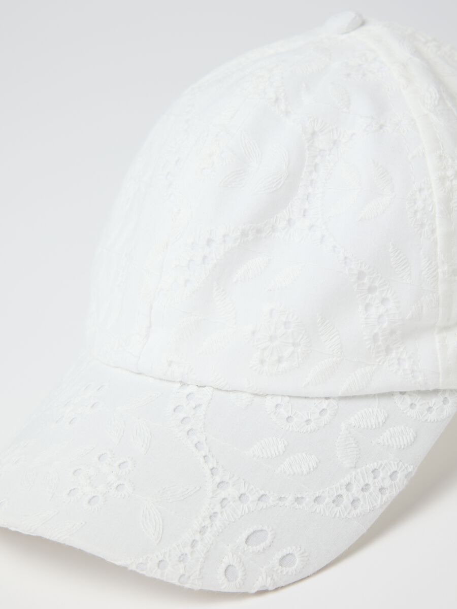White embroidered cotton baseball cap_2