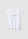 White pure cotton pyjama T-shirt, regular fit with embroidery_4