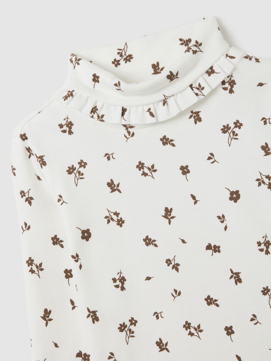 Multicoloured pure cotton girl's shirt with floral print_2