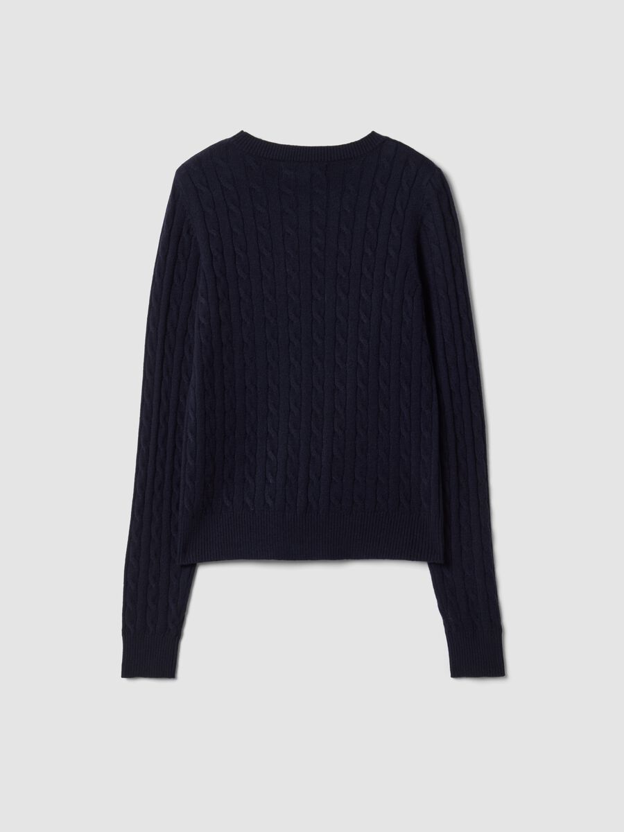 Navy cable-knit crew-neck jumper, regular fit_6