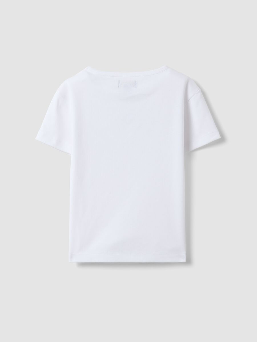 T-shirt fitted bianca in puro cotone da ragazza con cuore di perline_4