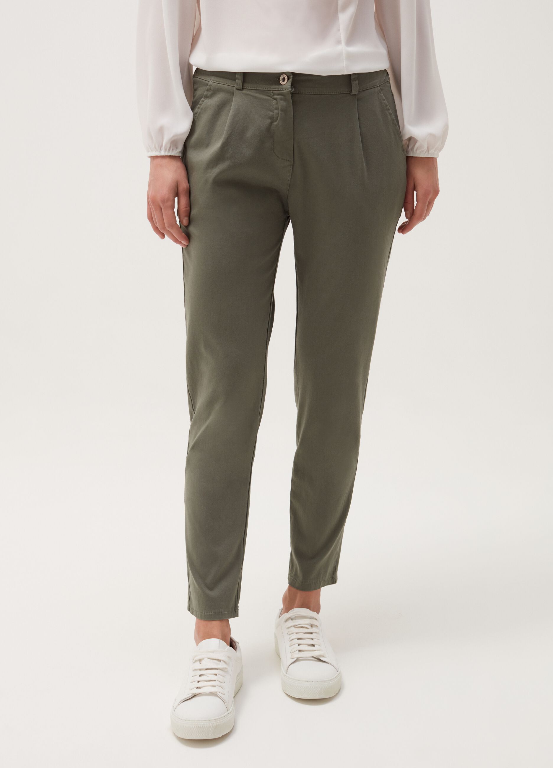 Hybrid skinny trousers in stretch cotton