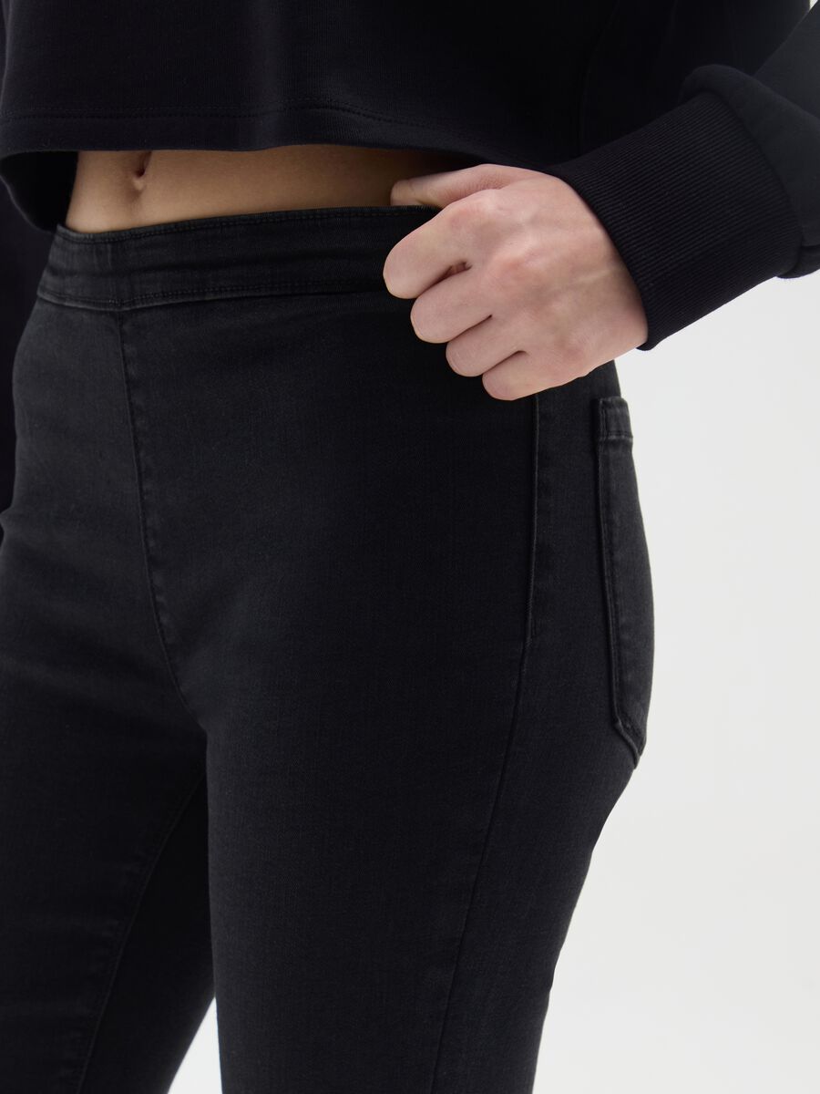 Girls' black cotton blend flare jeggings_2