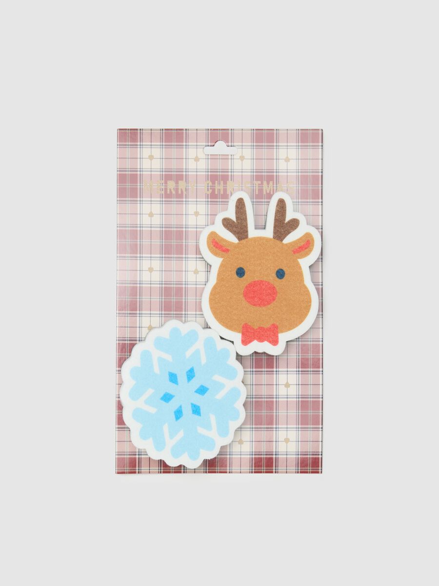 Multicolour Christmas sponge twin pack in natural material_0