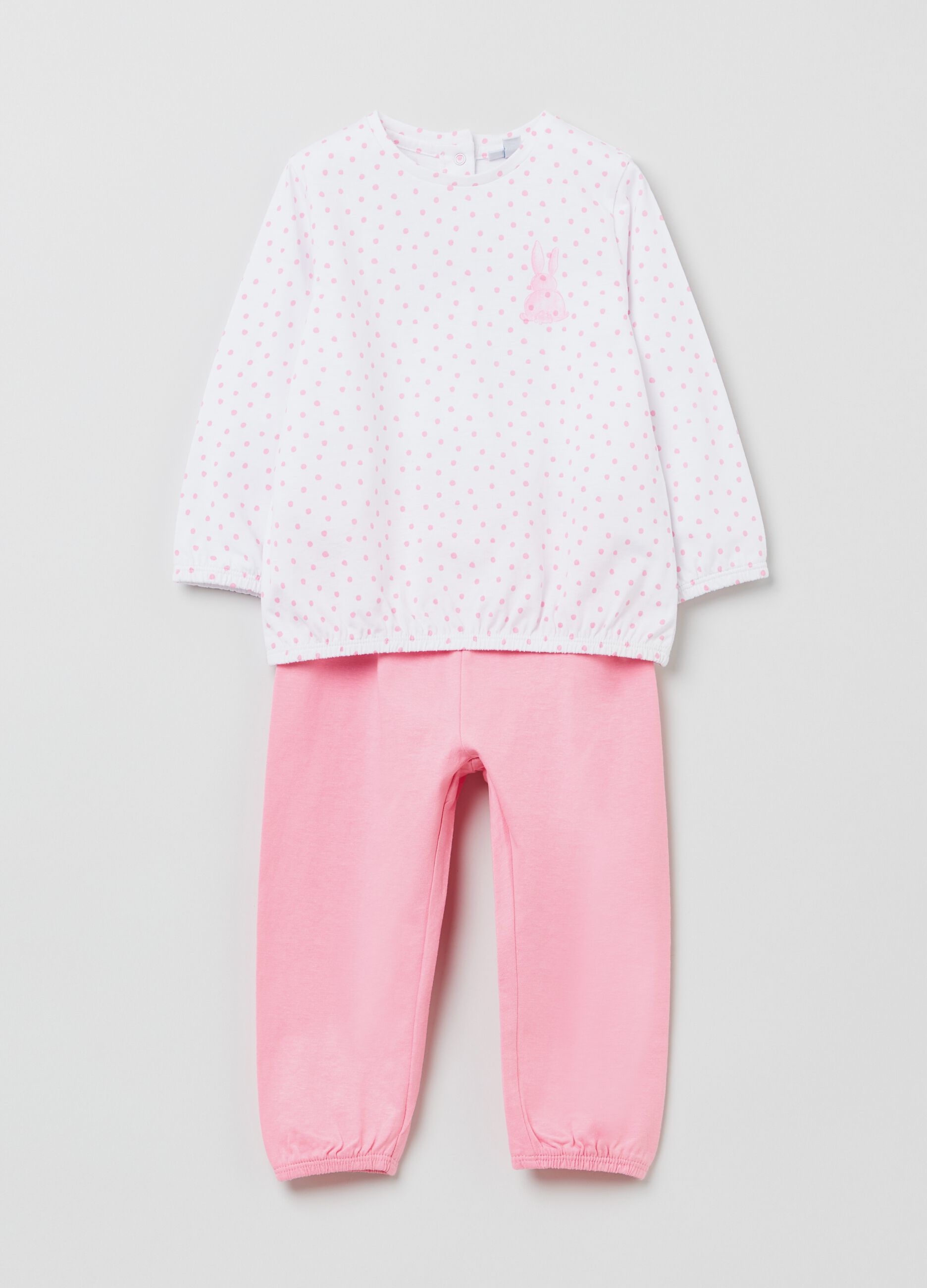 Long cotton pyjamas with polka dot top