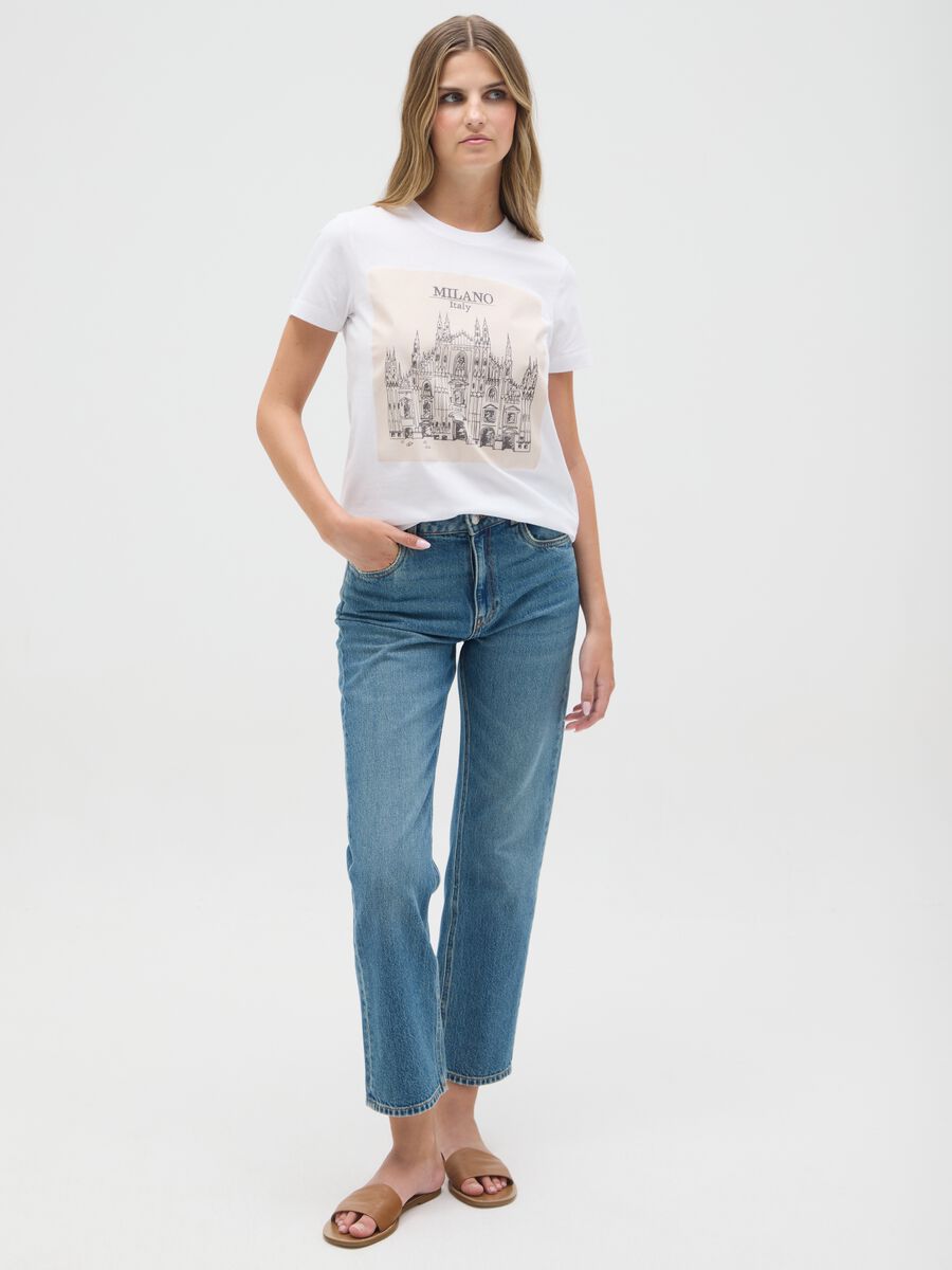 Women's pure cotton white T-shirt regular fit_1