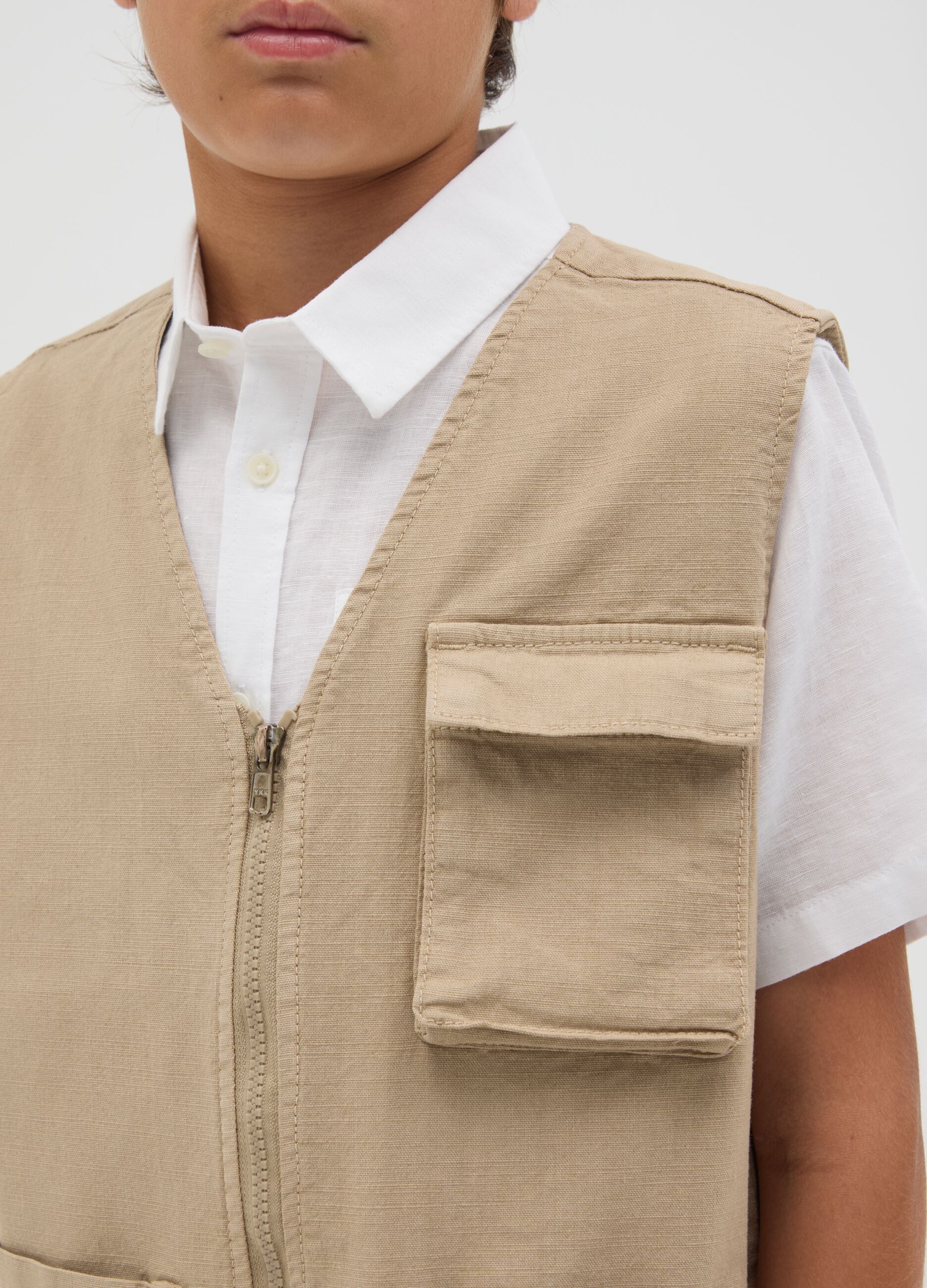 OVS Kids Beige Stretch Cotton Gilet