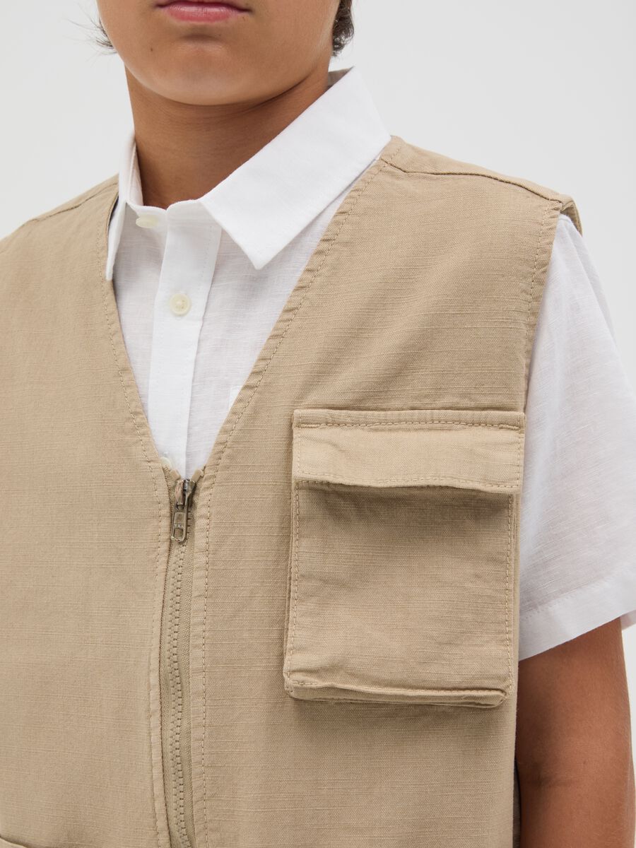 OVS Kids Beige Stretch Cotton Gilet_2