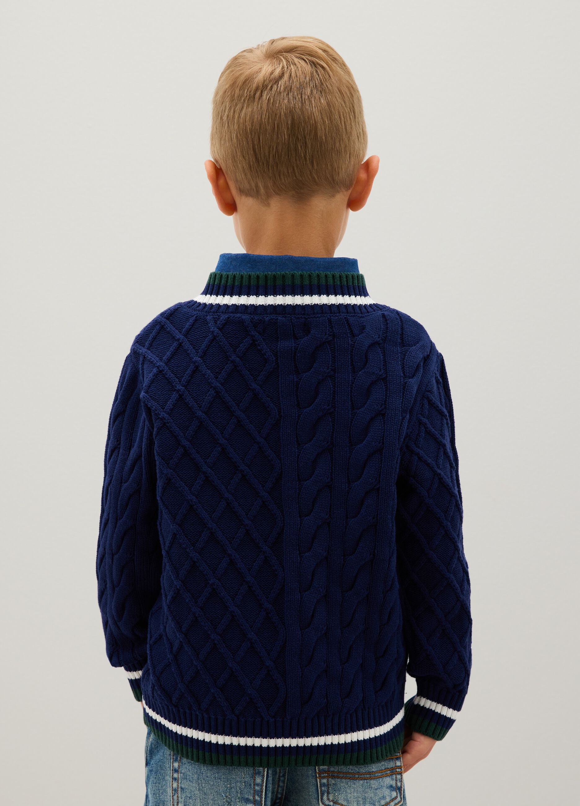 Maglione da bambino in puro cotone blu regular fit