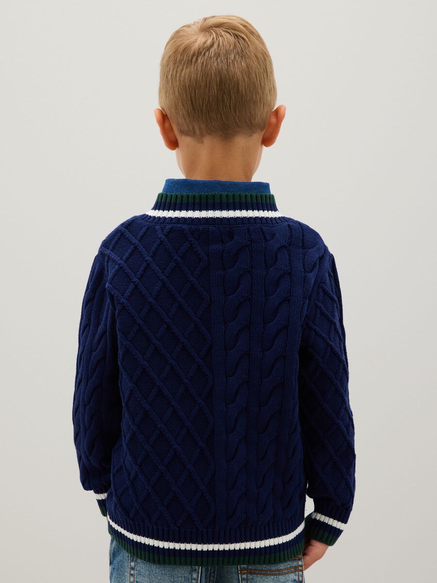 Maglione da bambino in puro cotone blu regular fit_1