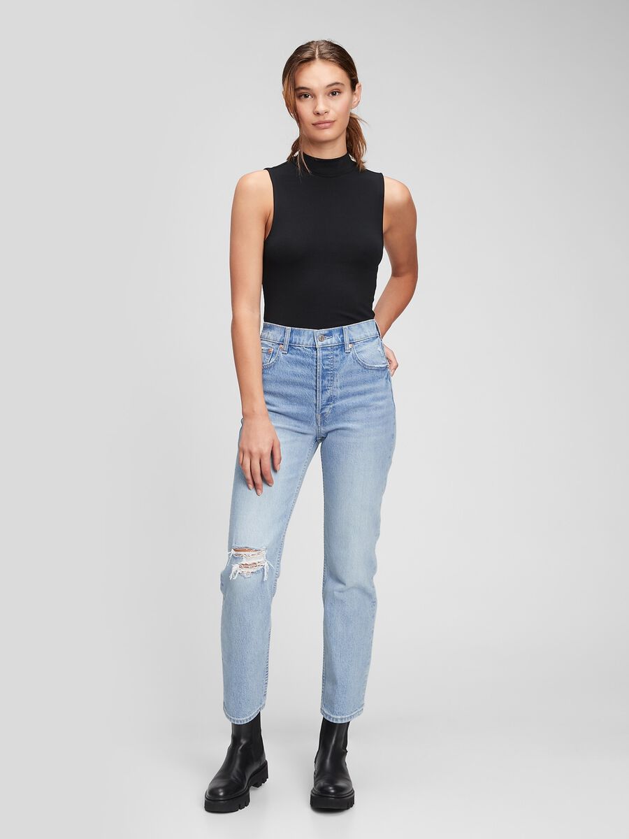 Straight-fit jeans with abrasions_0