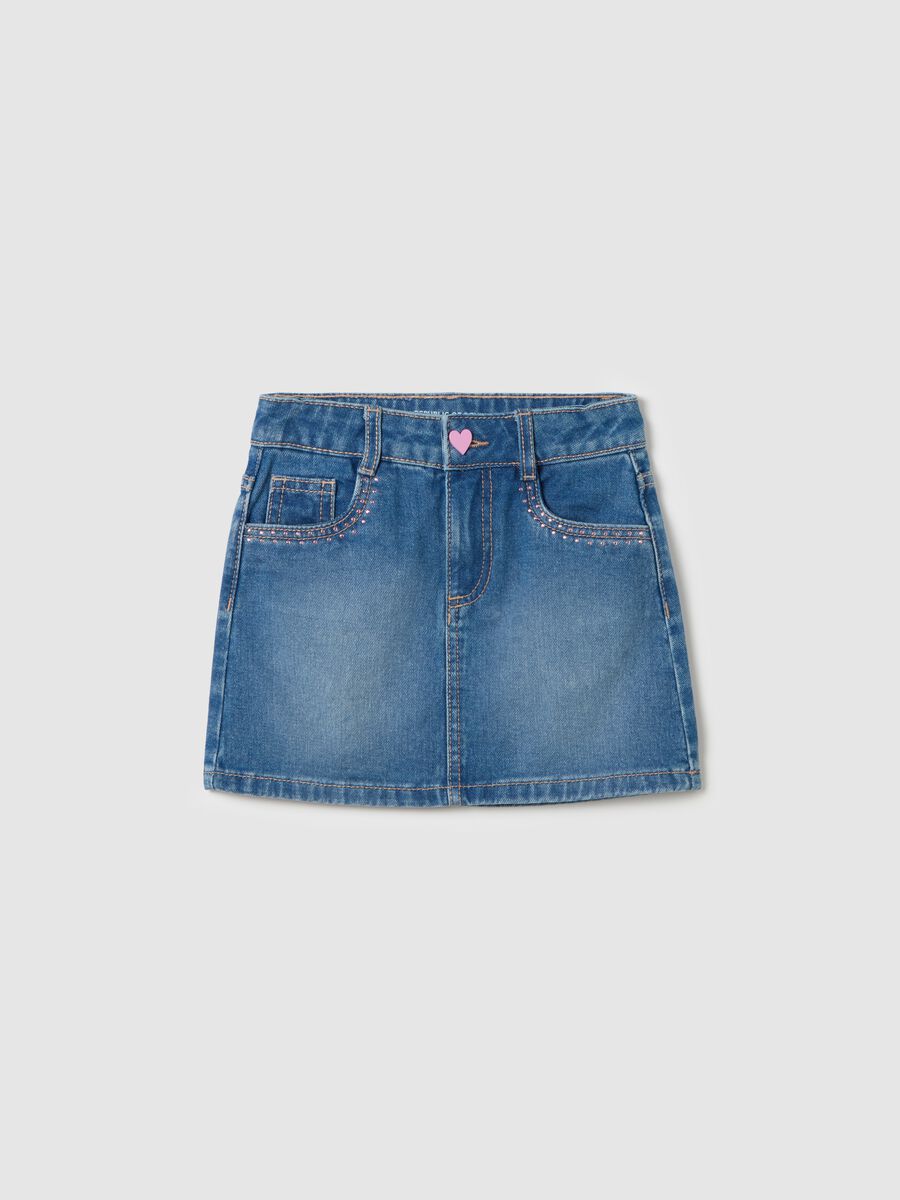 Denim miniskirt with diamantés_0