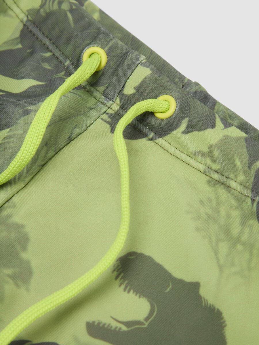 Green dinosaur-print stretch swim trunks_2