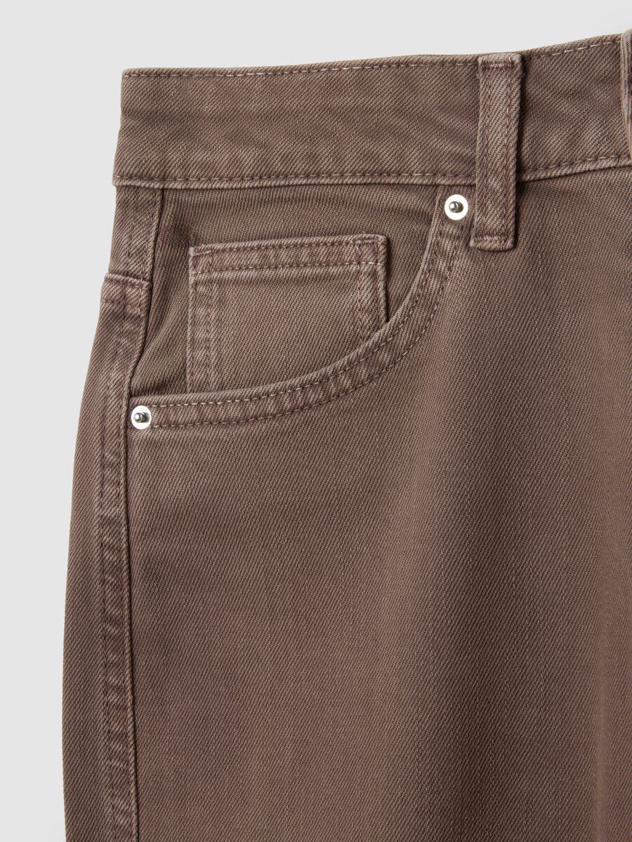 Pantaloni marrone a palloncino in cotone elasticizzato_5