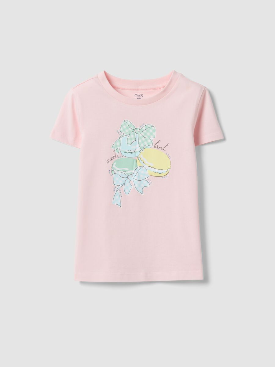 Pink pure cotton regular fit printed t-shirt for girls_0