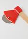 Red pizza cutter with steel wheel and wooden handle_2