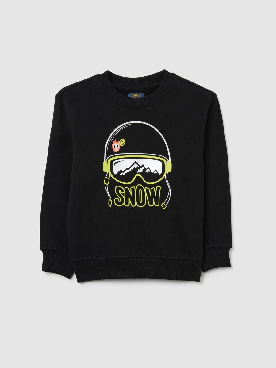 Children's black cotton sweatshirt in regular fit with print_0