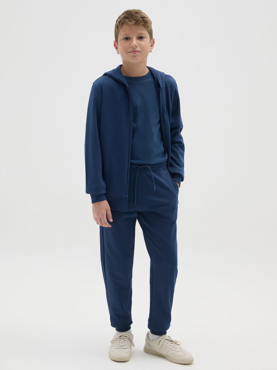 Pantaloni jogger da ragazzo in puro cotone blu regular fit_1