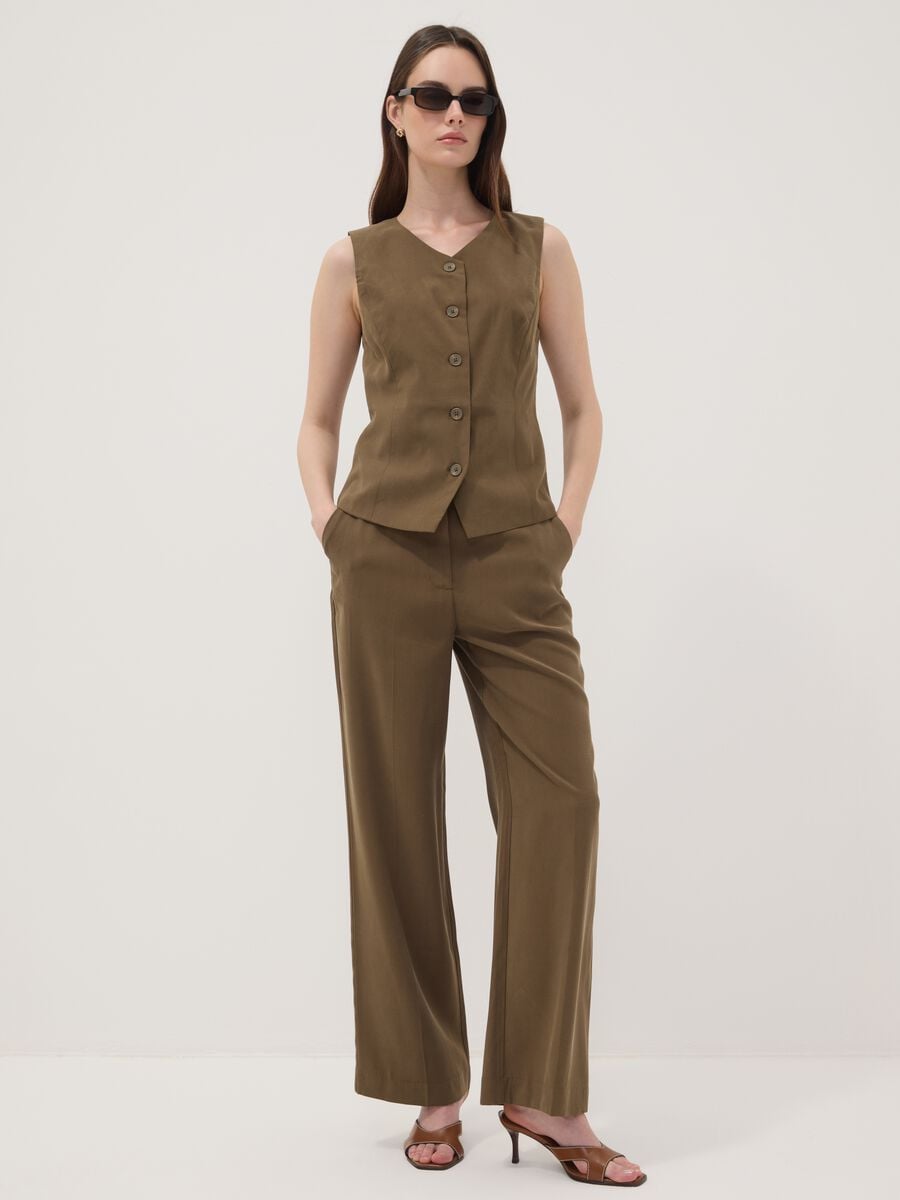 Gilet verde in misto viscosa slim fit_1