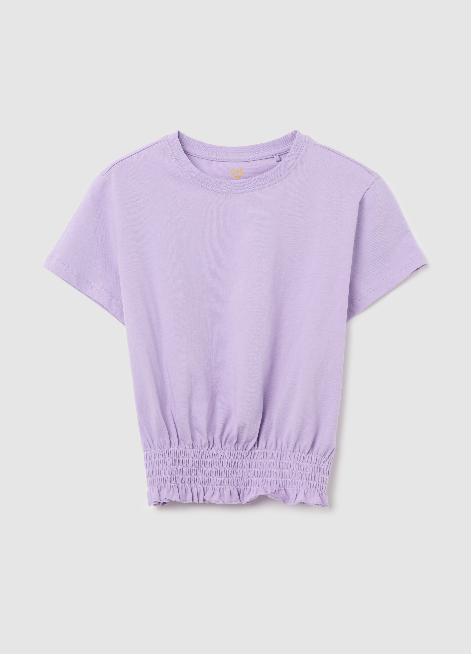 T-shirt lilla a maniche corte in puro cotone