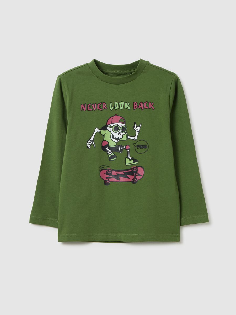 Green pure cotton regular fit kids' T-shirt_0