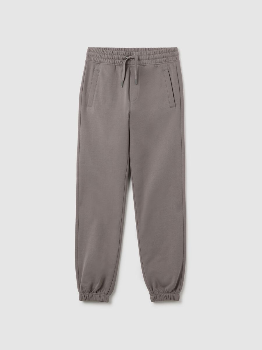 Pantaloni jogger da ragazzo in puro cotone grigio regular fit_0