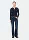 Navy viscose-blend fitted cardigan with polo collar_0