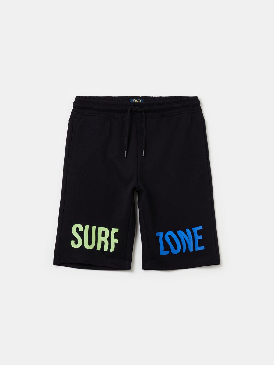 Bermuda joggers in French terry with surf print_0